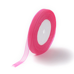 Deep Pink Organza Ribbon, Deep Pink, 3/8 inch(10mm), 50yards/roll(45.72m/roll), 10rolls/group, 500yards/group(457.2m/group)