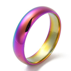 Rainbow Color Ion Plating(IP) 304 Stainless Steel Flat Plain Band Rings, Rainbow Color, Size 8, Inner Diameter: 18mm, 5mm