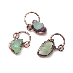 Fluorite Natural Fluorite Pendants, with Red Copper Tone Tin Findings, Lead & Nickel & Cadmium Free, Nuggets, 38.5x22x17mm