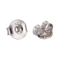 Platinum Rhodium Plated 925 Sterling Silver Ear Nuts, with 925 Stamp, Platinum, 6x6.5x3.5mm, Hole: 1mm