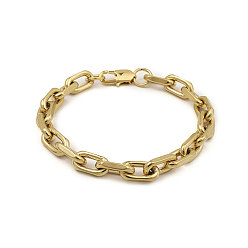 Golden 201 Stainless Steel Oval Link Chain Bracelets for Men, Golden, 8-5/8 inch(22cm), Wide: 8mm
