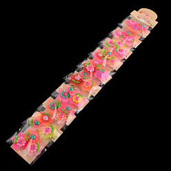 Couleur Mélangete Fleur du soleil nylon ruban magique pinces à cheveux, avec des perles de résine, couleur mixte, 32x33x9 mm, sur 3 PCs / sac, 10 sacs / groupe