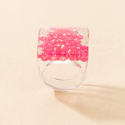 18401 Pink Шикарное минималистичное кольцо из акриловой смолы с четким дизайном и винтажным французским стилем., украшенные сверкающими драгоценными камнями – креативные женские украшения