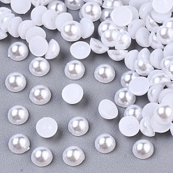 Белый Абс пластмассовые кабошоны, имитации жемчуга, полукруглый, белые, 4x2 мм , около 10000 шт / мешок