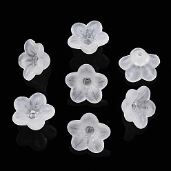 Clear Transparent Acrylic Beads, Flower, Frosted, Clear, 10x5mm, Hole: 1mm, about 4600pcs/500g