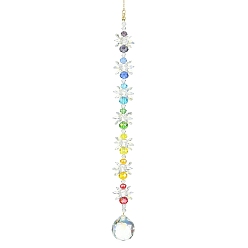 Colorful Teardrop Glass Pendants Decoration, with Brass Cable Chains and 304 Stainless Steel Jump Rings, for Home Decoration, Colorful, 253mm, Hole: 8mm