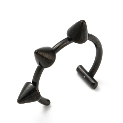 Black 304 Stainless Steel Cone Beaded Cuff Earrings, Non Piercing Earrings, Black, 12.5x15x3mm