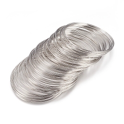 Platinum Steel Memory Wire, for Wrap Bracelets Making, Nickel Free, Platinum, 18 Gauge, 1mm, 60mm inner diameter, 750 circles/1000g