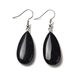 Синий Драгоценный Камень Серьги с подвесками из синтетического голубого золота, платиновые латунные серьги, 50.5x15 мм