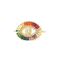 Золотой Латунные микро проложить кубического циркония подвески, Злые чары глаз, золотые, 16x26 мм