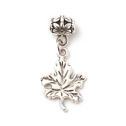 Antique Silver Tibetan Style Alloy Pendants, with 304 Stainless Steel Findings, Maple Leaf, Antique Silver, 35.5mm, Hole: 3.8mm