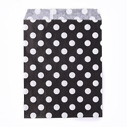Black Kraft Paper Bags, No Handles, Food Storage Bags, Polka Dot Pattern, Black, 18x13cm