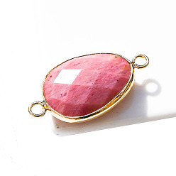 Rhodonite Natural Rhodonite Connector Charms, Faceted Teardrop Links, Golden, 23x18mm