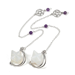 Опал Звездный опалит остроконечные биолокационные маятники, с латунной цепью, 250~255 мм