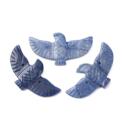 Синий Авантюрин Большие резные подвески из натурального синего авантюрина, подвески с голубями мира, окрашенная и подогревом, 28~29x51~52x6~6.5 мм, отверстие : 1.2 мм