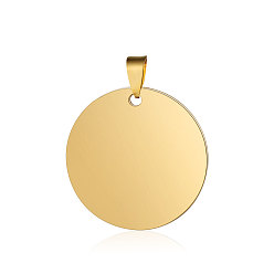 Golden 201 Stainless Steel Pendants, Manual Polishing, Flat Round, Stamping Blank Tag, Golden, 35x1.5mm, Hole: 8.5x3.5mm