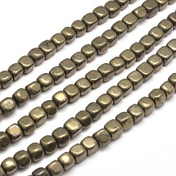 Pyrite Cube Natural Pyrite Beads Strands, 6x6x6mm, Hole: 1mm, about 66pcs/strand, 15.7 inch