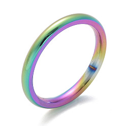 Rainbow Color 304 кольца плоские из нержавеющей стали, ионное покрытие (ip), Радуга цветов, 2 мм, размер США 8 1/2 (18.5 мм)