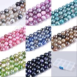 Mixed Color Olycraft 160Pcs 8 Colors Electroplate Natural Agate Beads Strands, Dyed, Faceted, Pearl Luster Plated, Round, Mixed Color, 8.5x7~8mm, Hole: 1.2mm, 20pcs/color