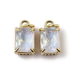 Прозрачный Подвески из латуни с микропаве из кубического циркония и стеклянным кристаллом, прямоугольные, стойки покрытие, долговечный, без свинца и без кадмия, с целью перехода в кольце, прозрачные, 11x7x6 мм, отверстие : 2 мм