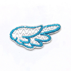 Dark Turquoise Computerized Embroidery Cloth Iron On/Sew On Patches, Costume Accessories, Right Wing, Dark Turquoise, 20x39mm
