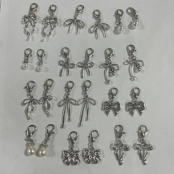 Платина 24 шт. 12 стильные украшения для обуви из искусственного жемчуга из АБС-пластика, Сплав с застежками когтя омара, платина, 26~50 мм, 2 шт / стиль