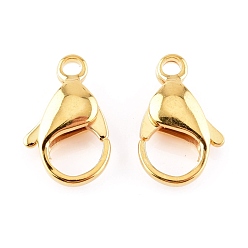 Real 24K Gold Plated 304 Stainless Steel Lobster Claw Clasps, Parrot Trigger Clasps, Real 24K Gold Plated, 17x10.5x4mm, Hole: 2.2mm