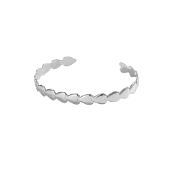 Нержавеющая Сталь Цвет Браслеты-манжеты из нержавеющей стали в форме сердца, цвет нержавеющей стали, внутренний диаметр: 304 дюйм (2.36 см)