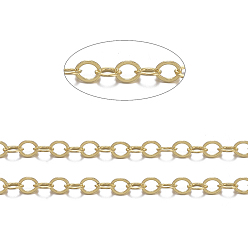 Золотой Латунные плоские овальные кабельные цепи, несварные, без кадмия, без никеля и без свинца, золотые, 3.5x3x0.5 мм