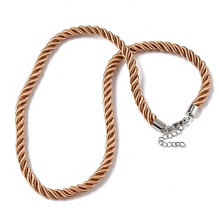 Перу 5мм нейлоновый витой шнур для изготовления ожерелий, с латунными выводами и 304 застежками из лобстера из нержавеющей стали, долговечный, стойки покрытие, платина, Перу, 17.72~18.90 дюйм (45~48 см)