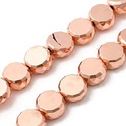 Гальванический Розовый Золотой Стеклянные бусины с гальваническим покрытием , барабан, граненые, покрытием из розового золота, 10x5 мм, отверстие : 1 мм, около 43 шт / нитка, 15.75~16.14'' (40~41 см)