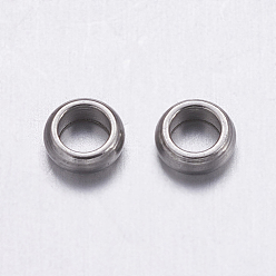 Stainless Steel Color 304 Stainless Steel Beads, Rondelle, Stainless Steel Color, 3.5x1mm, Hole: 2mm