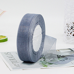 Slate Gray Polyester Organza Ribbon, for Christmas Decoration, Slate Gray, 1 inch(25mm), about 49.21 Yards(45m)/Roll