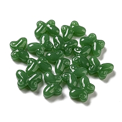 Butterfly Imitation Jade Glass Beads, Green, Butterfly, 10x14.5x5.5mm, Hole: 1mm