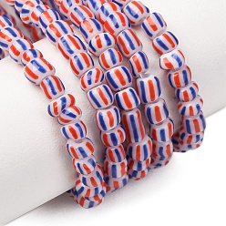 Белый Бусы лэмпворк ручной работы, 3 тон, колонка, белые, 4~5.5x2~4 мм, отверстие : 0.8 мм, около 128~130 шт / нитка, 14.96~15.75 дюйм (38~40 см)