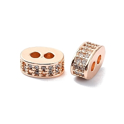 Розовое Золото Покрытие стойки латунь микропаве прозрачные кубические циркониевые бусины, долговечный, без свинца и без кадмия, овальные, розовое золото , 8x5.4x3.5 мм, отверстие : 1.5 мм