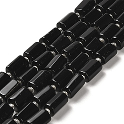 Obsidian Natural Obsidian Beads Strands, with Seed Beads, Faceted, Column, 8.5~11x5.5~6.5mm, Hole: 1mm, about 14~15pcs/strand, 7.48''(19cm)