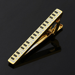 Golden Piano Keys Stainless Steel Tie Clips, Suit and Tie Accessories, Golden, 55x20mm