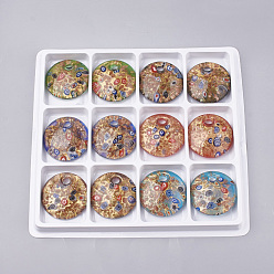 Mixed Color Handmade Gold Sand Lampwork Pendants, Inside Millefiori Glass, Flat Round, Mixed Color, 45x11mm, Hole: 7mm, Box Size: 20x19.5x1.3cm, about 12pcs/box