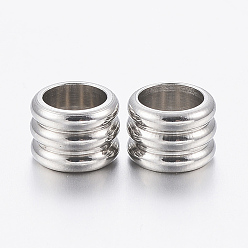 Stainless Steel Color 304 Stainless Steel Beads, Column, Stainless Steel Color, 6x5mm, Hole: 4mm