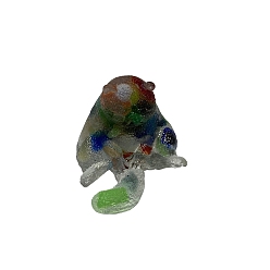 Mixed Stone Resin Cat Figurines, with Gemstone Chips inside Statues for Home Office Decorations, 25x30x30mm