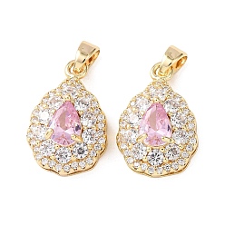 Золотой Латунные микро проложить кубического циркония подвески, слезинки, золотые, золотые, 19x12.5x8 мм, отверстие : 5x3 мм