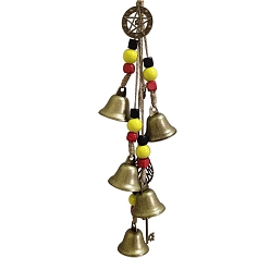 Yellow Iron Bells, Rattan Wind Chimes, for Home Decoration, Yellow, 390mm