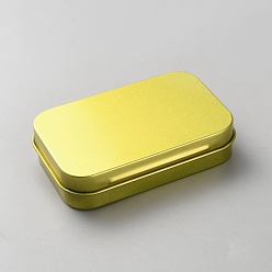 Yellow Iron Jewelry Storage Boxes with Hinged Lid, for DIY Candles, Dry Storage, Spices, Tea, Candy, Party Favors, Rectangle, Yellow, 9.8x6.35x2.25cm