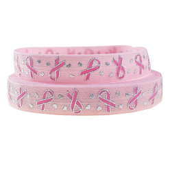 Pink 50 yardas de cordón elástico de nailon con cinta estampada en caliente plana, cordón elástico plegable, para accesorios de ropa, rosa, 5/8 pulgada (15 mm)