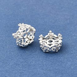 Серебро Латунные микропаве прозрачные кубики из циркония, стойки покрытие, долговечный, без свинца и без кадмия, корона, серебряные, 9.5x5.5 мм, отверстие : 1.6 мм