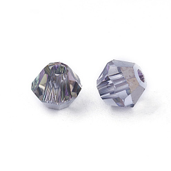 Vitrail Light K9 Glass Beads, Faceted, Bicone, Vitrail Light, 4x4mm, Hole: 1mm