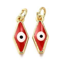 Красный Латунь эмаль прелести, с целью перехода в кольце, ромб с оберегом от сглаза, стойки покрытие, без кадмия и без свинца, долговечный, золотые, красные, 14.5x6x3 мм, отверстие : 3 мм