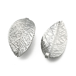 Stainless Steel Color 304 Stainless Steel Leaf Pendants, Stainless Steel Color, 28x17.5x1mm, Hole: 3mm