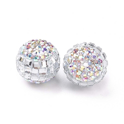 Crystal Polymer Clay Rhinestone Beads, Pave Disco Ball Beads, Round, Crystal, 16~17mm, Hole: 1.8mm